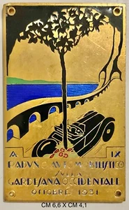 GARDESANA OCCIDENTALE 1931 A.IX° RADUNO AUTOMOBILISTICO PLACCA RADUATORE AUTO - Imagen 1 de 4