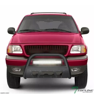 TLAPS For 97-03 F150/Expedition Matte Black Studded Mesh Bull Guard+120W LED Bar - Picture 1 of 9