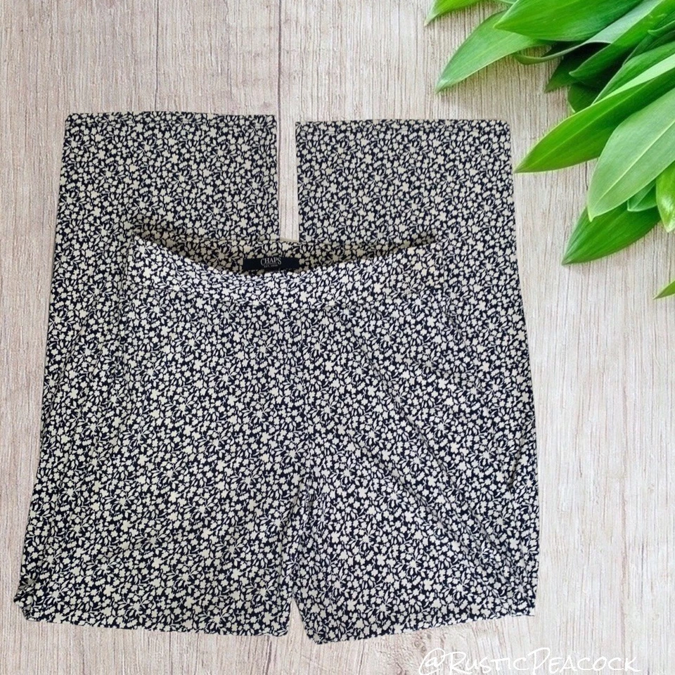 Pantalones Ralph Lauren Chaps Para Mujer XS Azul Marino Blanco Ditsy Floral Pull On Foto 1 de 4