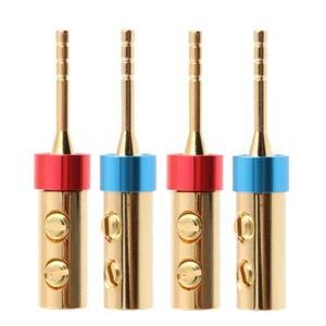 4pcs Banana Plugs 2mm Pin Audio Speaker Cable Connector Gold Pated Red Copper - Picture 1 of 7