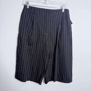 NWT Massimo Dutti Long Pinstriped Navy Blue Co-ord Bermuda Shorts Size 4 - Picture 1 of 12
