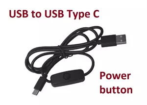 USB Type C with ON/OFF Switch Power Button 1m Charging Extension Cable - Picture 1 of 1