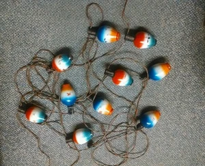 Antique Vntg Christmas Patio Lights, Holly, In Box, Hand painted, 1940's! Works! - Picture 1 of 11