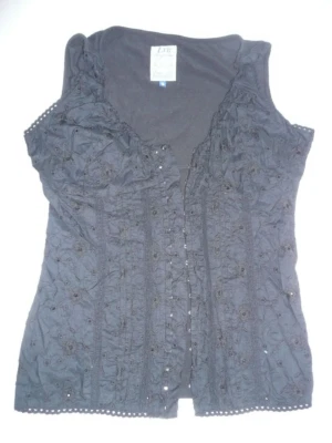 LTB Bluse Top Front mit Lochspitze und Häckchenverschluss Schwarz Größe S - Bild 1 von 4