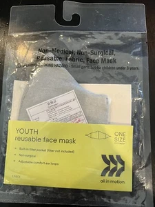 All In Motion Youth Reusable Face Mask - Heather Gray Grey - A0074 - Picture 1 of 1