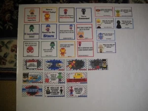 Children's Super Hero & Star Wars Lunch Box Jokes & Inspirational Notes Set New! - Picture 1 of 4
