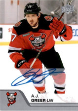 2020-21 Upper Deck AHL Base Autograph 67 A.J. Greer - Tigers - E 1:24  (BB2)