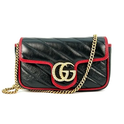 GUCCI GG Marmont Chain Shoulder Bag Mini Leather Purse Auth - Image 1 of 4