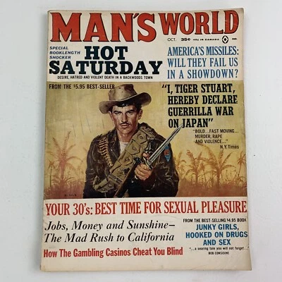 Man’s World Magazine Oct 1964 Men's Pulp Tiger Stuart Guerrilla War Japan - Image 1 of 4