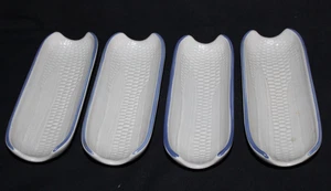 Set of 4 NEW Vtg Pfaltzgraff Yorktowne Blue Corn on the Cob Holder Dish Tray USA - Picture 1 of 4