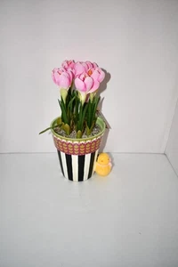 Mackenzie-Childs Calico Potted Crocus with Chick #35514-2223 NIB - Picture 1 of 5