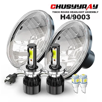 Se adapta a Plymouth Valiant 1963-1976 par de faros LED redondos de 7 pulgadas haz alto H4 Foto 1 de 4