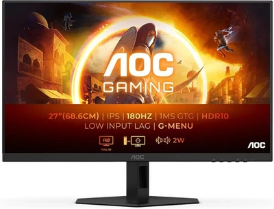 AOC 27G4XE Monitor 27" FHD 1920x1080 Fast IPS HDMI DP NVIDIA G-Sync 180Hz 0.5ms - Bild 1 von 4