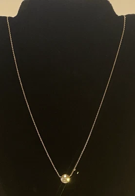 Ожерелье с подвеской из чистого желтого золота 14 карат с фианитом — 2,1 грамма — 8 мм ☚☚☚☚👀 - Изображение 1 из 4