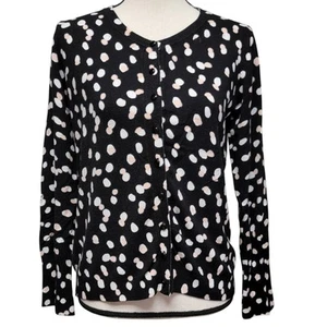 Philosophy Cardigan Maglione Donna Tg M Nero Bianco Rosa Pois Bottoni Maglia - Foto 1 di 7