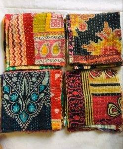 Wholesale Lot Indian vintage Kantha Fabric - 6.5 X 6.5 Square Kantha Scraps - Picture 1 of 8