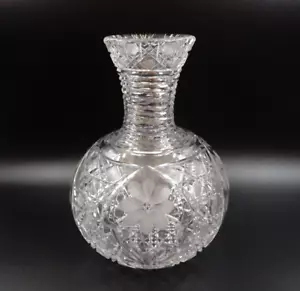 VINTAGE AMERICAN BRILLIANT CUT GLASS J. HOARE STYLE FLOWER 9" WATER CARAFE - Picture 1 of 16