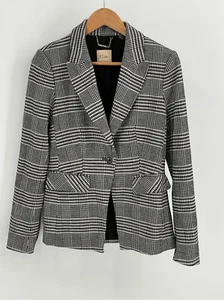 Elie Tahari Blazer Women's Size 6 Houndstooth Black White - Picture 1 of 14