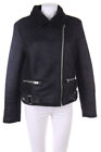 Topshop Faux Leather Jacket Wool D 40 Black