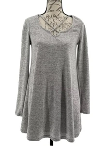 Alya Sweater NWOT Soft Tunic Sweater Gray With Criss Cross Neckline Size XS - Picture 1 of 7