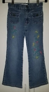 FLAPDOODLES GIRLS / CHILD SIZE 6 JEANS FLOWERS BUTTERFLIES FLORAL BUTTERFLY PINK - Picture 1 of 7
