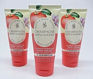 3 BATH & BODY WORKS CHAMPAGNE APPLE & HONEY ULTIMATE HYDRATION BODY CREAM 2.5oz - Picture 1 of 4