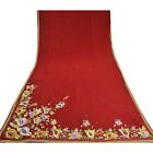 Sari vintage sanskriti rouge foncé perles à la main pur tissu soie Georgette sari