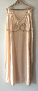 Antique Silk & Lace Slip Peach XL *Collectible Only* Very Fragile - Picture 1 of 6