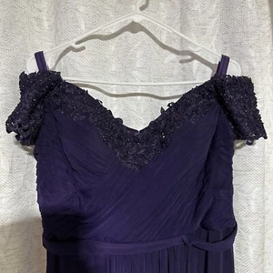 La Femme Purple Off the Shoulder Sequins Long Gown Dress Formal Size 14 G4 - Picture 1 of 9