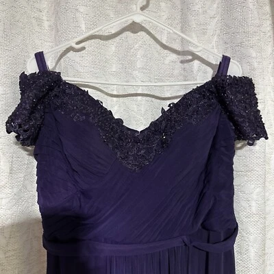 Vestido Largo La Femme Púrpura Fuera del Hombro Lentejuelas Formal Talla 14 G4 Foto 1 de 4