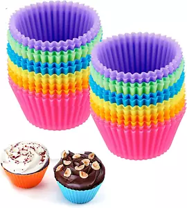 Reusable Silicone Cupcake Baking Cups 24 Pack, 2.75 inch Cups, & Non-stick Muffi - Picture 1 of 5