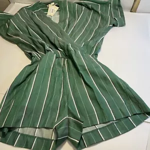Maje Women Green Striped One Piece Jumper Acetate Viscose Size 34 V-neck NWT - Picture 1 of 14