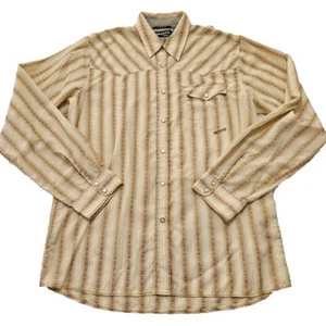 Billabong Vintage Slim Fit Tan Western Striped Pearl Snap Button Up Shirt Sz XL - Picture 1 of 10