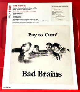 Bad Brains Pay To Cum Record Cover Art PICTURE / PRINT 10.5" x 8" - Picture 1 of 3
