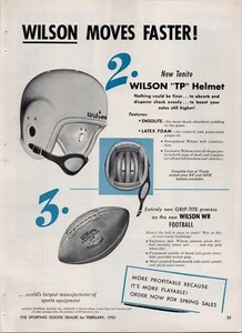 Anuncios impresos de casco de fútbol americano Wilson 1955 - Imagen 1 de 2
