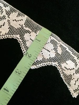 Antique Vintage Lace Fragment Net Trim Edging Cotton Edwardian 14” - Image 1 of 4