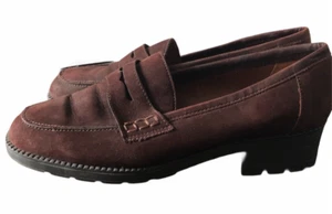 Clarks Women's Loafers Sturdy Brown Suede Moccasin Shoes Rubber Grip Sole UK 7 - Picture 1 of 9