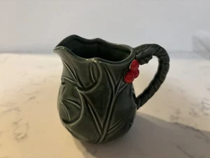 Vintage Lefton Green Holly Berry Creamer 6301 Made in Japan Dated 1970/71 - Picture 1 of 6