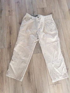 Cabelas Fleece Lined Jeans Mens Size 38X30 Beige 5 Pockets Light Wash Workwear - Picture 1 of 11