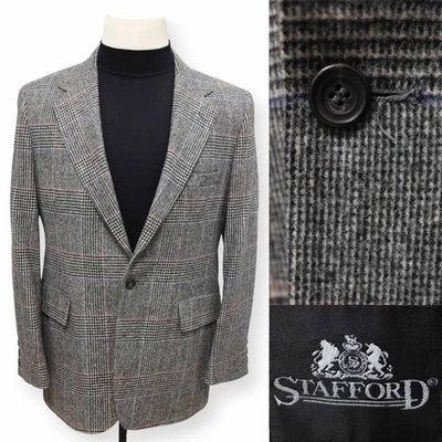 STAFFORD VINTAGE TWEED mens multicolor PLAID sport coat suit jacket blazer 40 R - Image 1 of 4