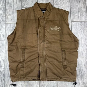 Chaleco de Colección Años 90 Y2K Karl Kani Jeans Para Hombre Talla XL Marrón Tostado Cremallera Correa Safari RARO - Imagen 1 de 8