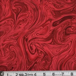 Red Marbled Paint 100% Cotton Quilting Fabric – Crimson & Merlot Blender BTY - Picture 1 of 1