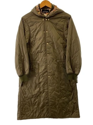 Abrigo largo con capucha de nailon tricot COMME des GARCONS M verde liso Foto 1 de 4