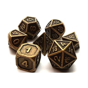 Juego de dados forjados enanos Old School Poly - Oro antiguo (7) Nuevo - Imagen 1 de 2
