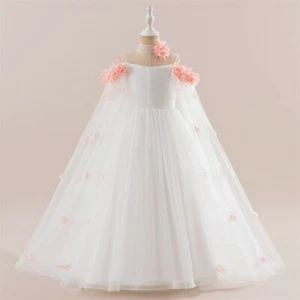 Formal Bridemaid Girls Evening Elegant Tulle Princess Wedding Party Dresses Prom - Picture 1 of 29