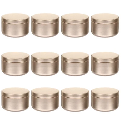 12X Metal Candle Tin Jars DIY Making Kit Holder Storage Case Container with Lid - Image 1 of 4