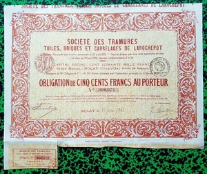 Dépt 21 - La Rochepot Les Tramures & Nolay - Déco Rare Tuilerie Briqueterie 1923 - Picture 1 of 1