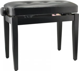 Klavierbank Pianohocker Hocker Schwarz matt schwarz abgesteppt Kunstlederbezug - Bild 1 von 2
