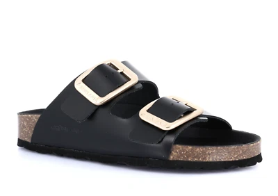 Sandali ciabatte Grunland ENNY CB3272 pelle nera zeppa 3 cm - Immagine 1 di 4