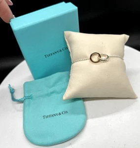 Tiffany & Co 18k Sterling Silver Interlocking Circles Adjustable Bracelet 7” - Picture 1 of 9
